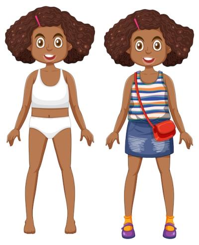 African Teenage Cartoon Character Vector Template – Free Download