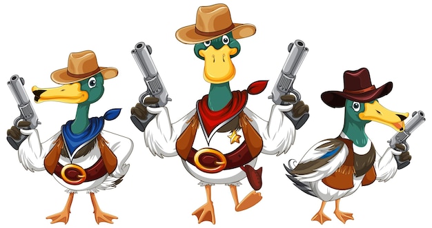 Cartoon Ducks in Cowboy Costumes – Free Download, Free Stock Photo