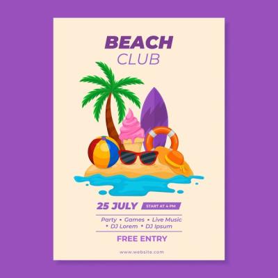 Hand Drawn Beach Club Template – Free Download