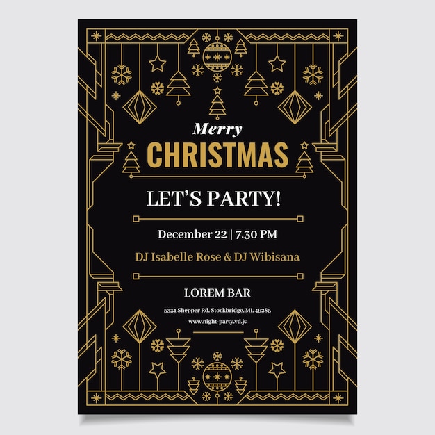 Christmas Party Flyer Template in Outline Style – Free Download