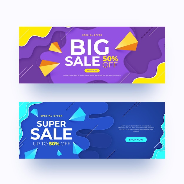 Realistic Abstract Sales Banners – Free Download