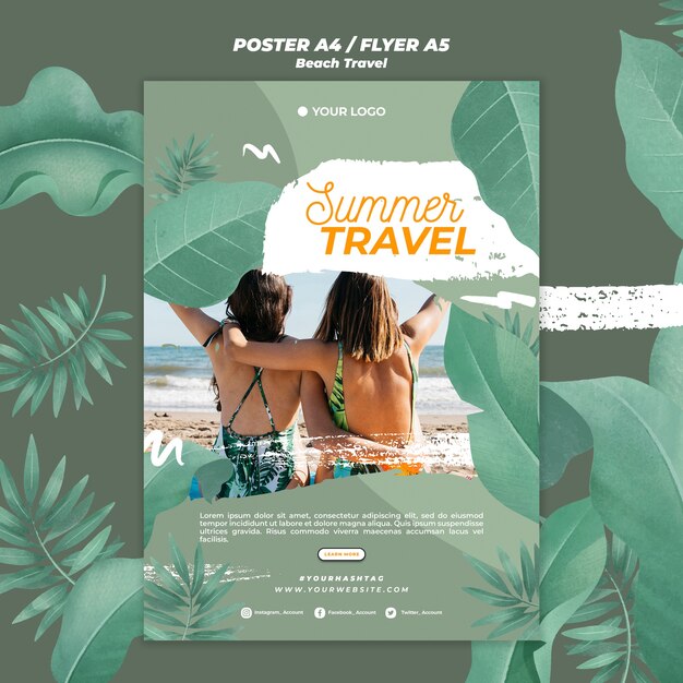 Summer Travel Poster Template for Women – Free Download