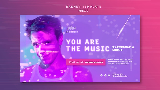 Horizontal Neon Banner Template for Music Artists – Free Download