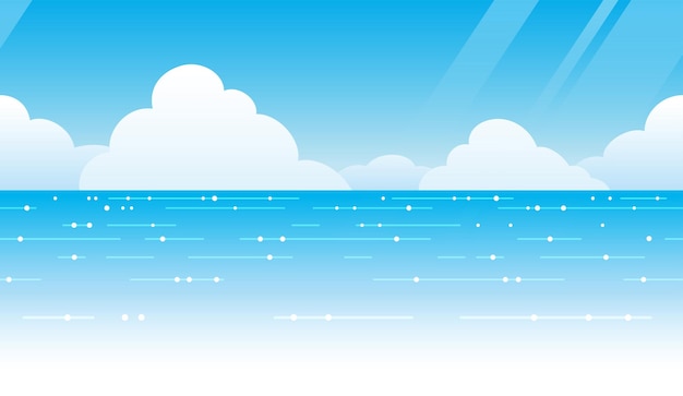 Seamless Ocean View Vector with Blue Sky and White Clouds – Free Stock Photo Download