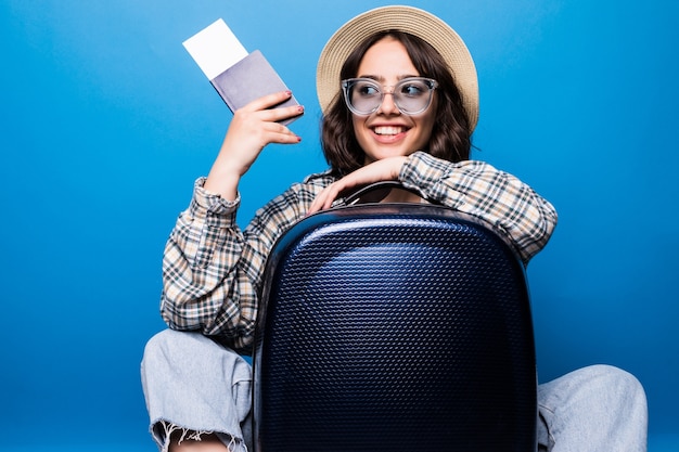 Excited Young Woman in Summer Clothes with Passport and Tickets – Free Stock Photo for Download