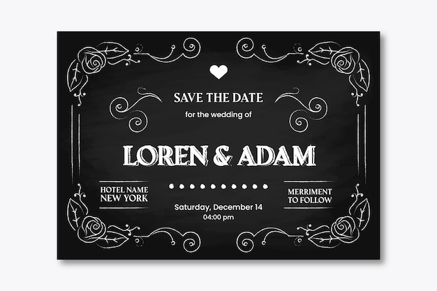 Blackboard Vintage Wedding Invitation Template – Free Download