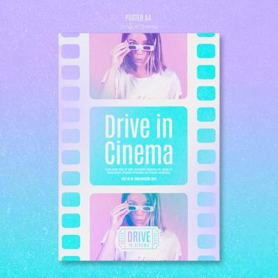 Vertical Poster Template for Drive-In Cinema Experience – Download Free Stock Photo