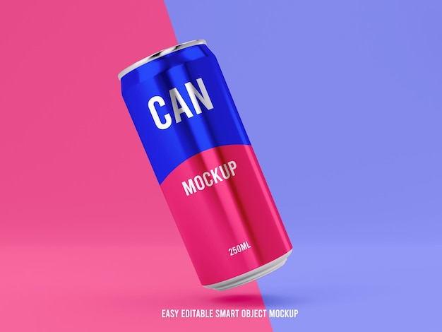 250ml Soda Can Label Presentation Mockup – Free Download