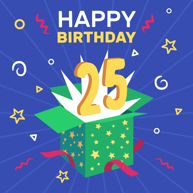 25th Anniversary Card in Hand Drawn Flat Design – Free Stock Photo, Download Free