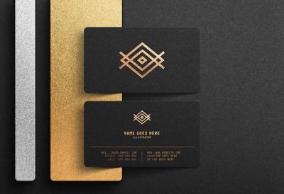 Luxury Logo Mockup on Black Business Card – Free Download