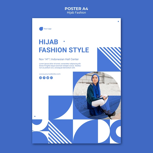 Hijab Fashion Poster A4 Template – Free Download, Free Stock Photo