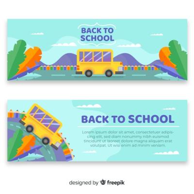 Flat Back to School Banners – Free Download