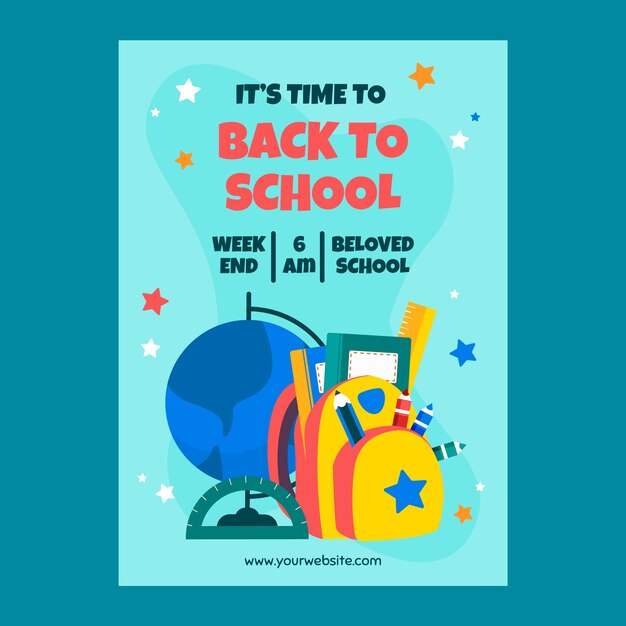 Back to School Party Vertical Poster Template – Free Download