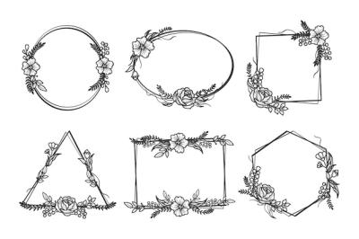 Hand Drawn Floral Frame Collection – Free Download