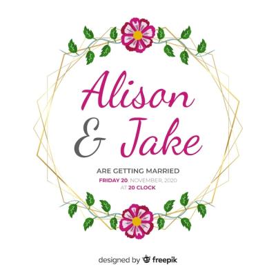 Hand Painted Floral Frame Wedding Invitation – Free Download