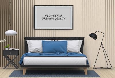 Blank Poster Mockup for Bedroom Interior – Free Download