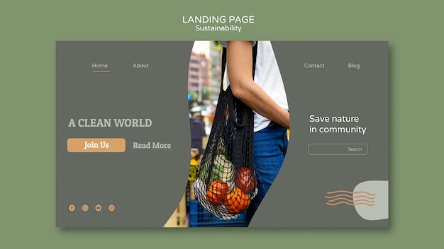 Sustainability Landing Page Design Template – Free Download