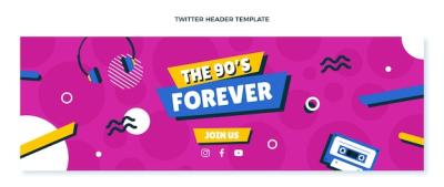 Hand Drawn 90s Birthday Twitter Header – Free Download