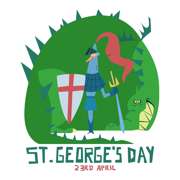 St. George’s Day Cartoon Illustration featuring a Knight – Free Download