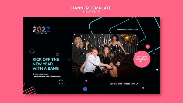 Festive New Year Eve Horizontal Banner Template – Free Download