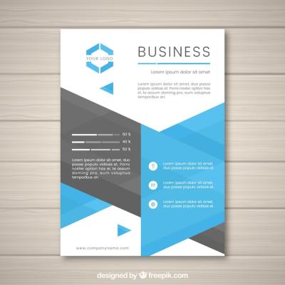 Geometric Business Brochure Design in Gray and Blue – Free Download