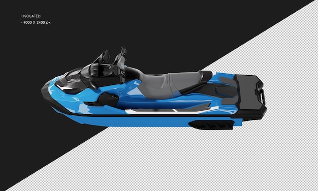 Realistic Shiny Blue Sport Water Skijet from Top Left View – Free Download