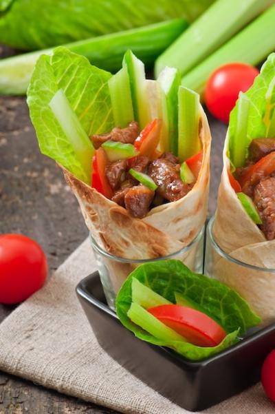 Tortilla Wraps with Meat and Fresh Vegetables – Free Download