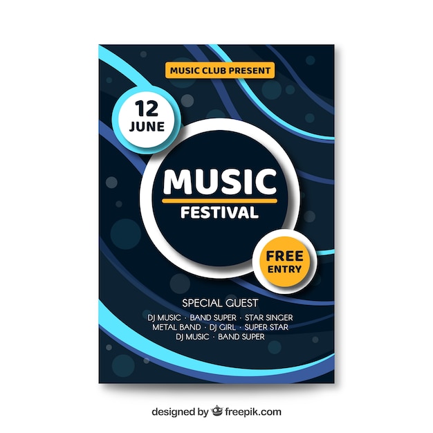 Abstract Waves Music Festival Poster – Free Download