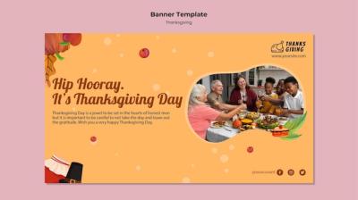 Thanksgiving Day Banner Template Featuring Autumn Details – Free Download