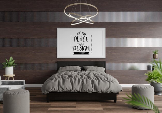 Poster Frame Mockup Interior in a Bedroom – Free Download