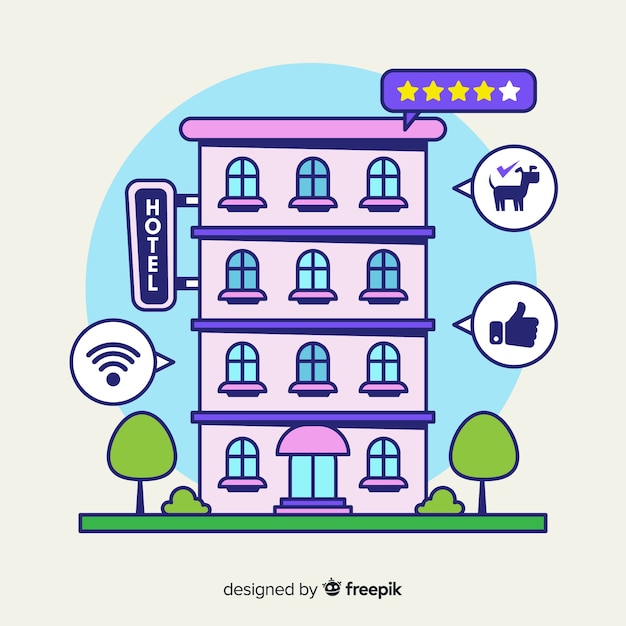 Hand Drawn Hotel Review Concept – Free Download