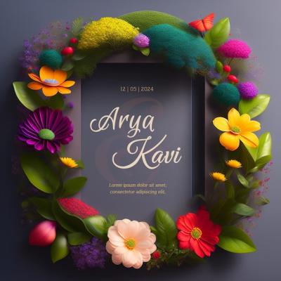 3D Floral Frames for Wedding Invitation Greeting Cards – Free Download