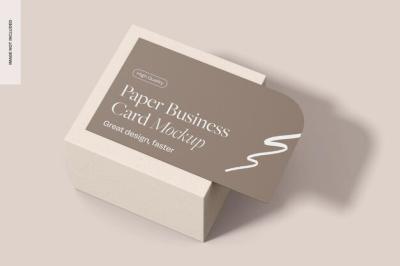 Paper Business Card Mockup with Podium Perspective – Free Download