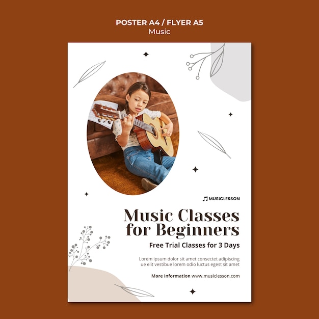 Guitar Lessons Print Template – Free Download