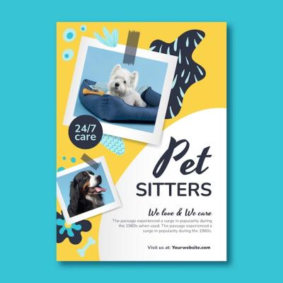 Hand Drawn Pet Sitting Poster Template – Download Free Stock Photo