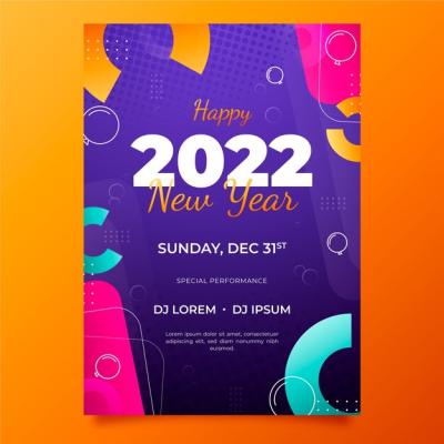 Gradient New Year Greeting Card Template – Free Download