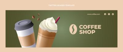 Realistic Coffee Shop Twitter Header – Free Download