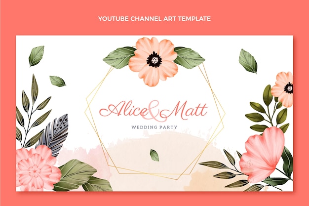 Watercolor Boho Wedding YouTube Channel Art – Free Download