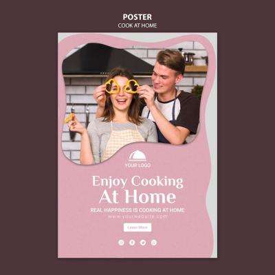 Cooking at Home Poster Template – Download Free Stock Photo