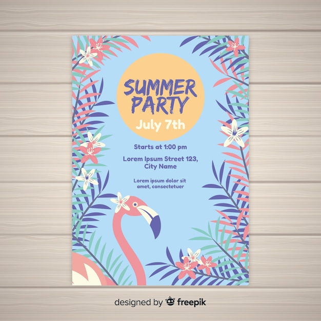 Hand Drawn Summer Party Poster Template – Free Download