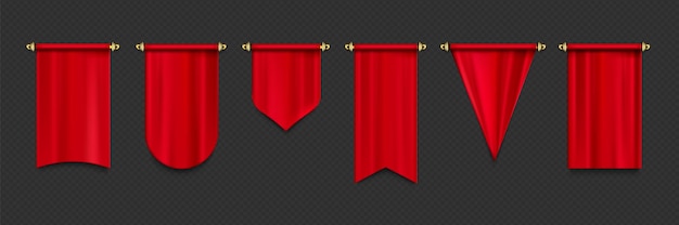 Red Pennant Flags Mockup – Free Download