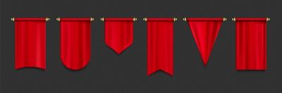 Red Pennant Flags Mockup – Free Download