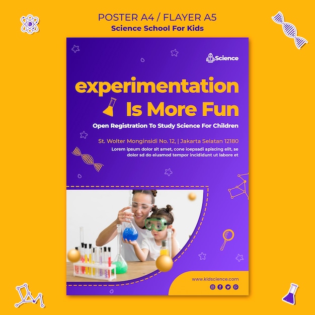 Vertical Flyer Design for Children’s Science School – Free Download