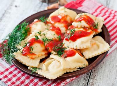 Delicious Ravioli with Tomato Sauce and Dill – Free Stock Photo Download