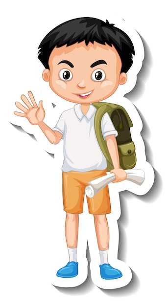 School Boy Cartoon Character Sticker – Free Download