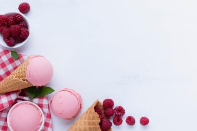 Flat Lay of Raspberries Ice Cream with Copy Space – Free Download