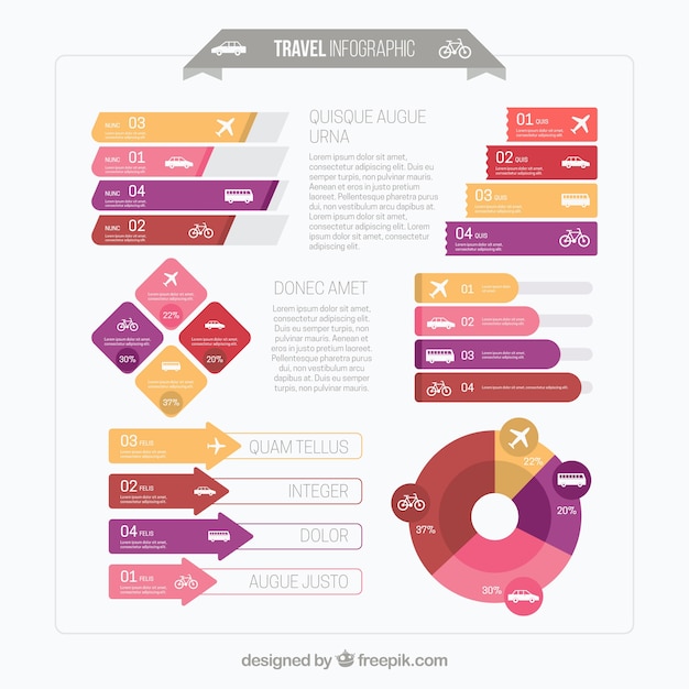 Flat Travel Infographic Featuring Various Transport Options – Free Download