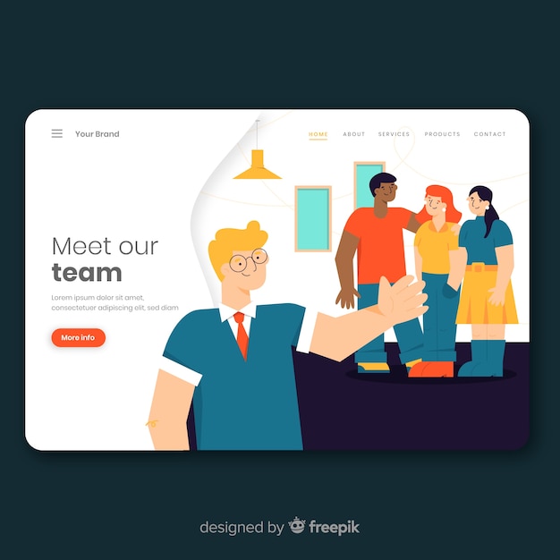 Team Concept Vector Template for Landing Page – Free Download