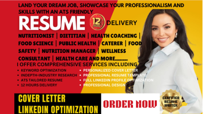 I Will Craft a Professional Resume for Dieticians, Health Coaches, Wellness Consultants, and Nutritionists