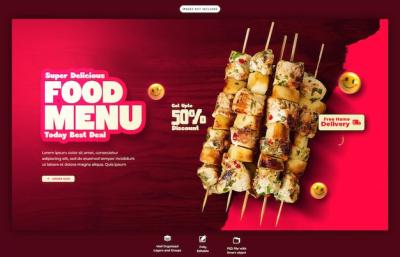 Food Menu and Restaurant Web Banner Template – Free to Download